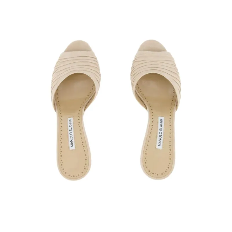 MANOLO BLAHNIK Slide Slippers Women's Beige-4