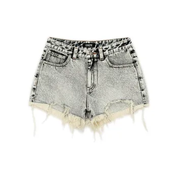 SMFK Denim Shorts Women's White Snowflake