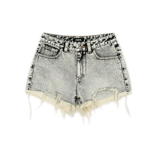 SMFK Denim Shorts Women's White Snowflake