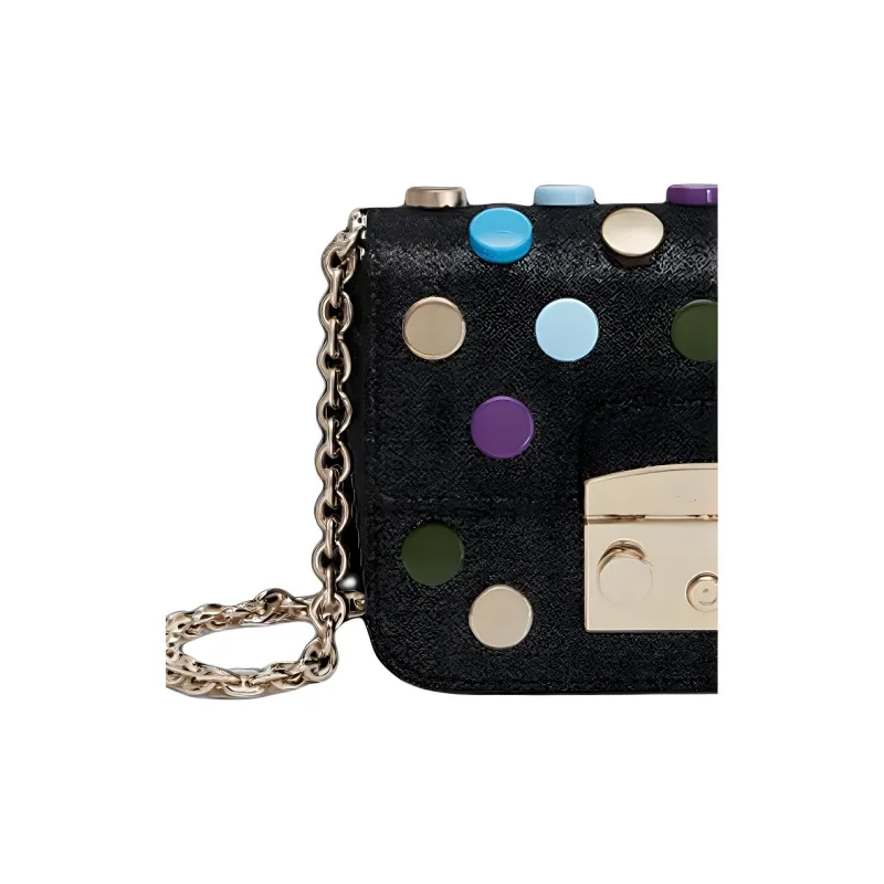 Furla Metropolis Collection Suede Shoulder Bag Crossbody Bag Women's Black-4