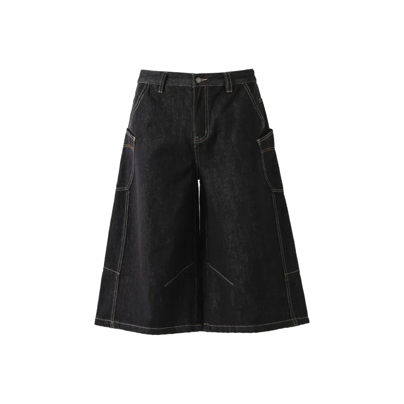 VINMUK Denim Shorts Unisex Black-0