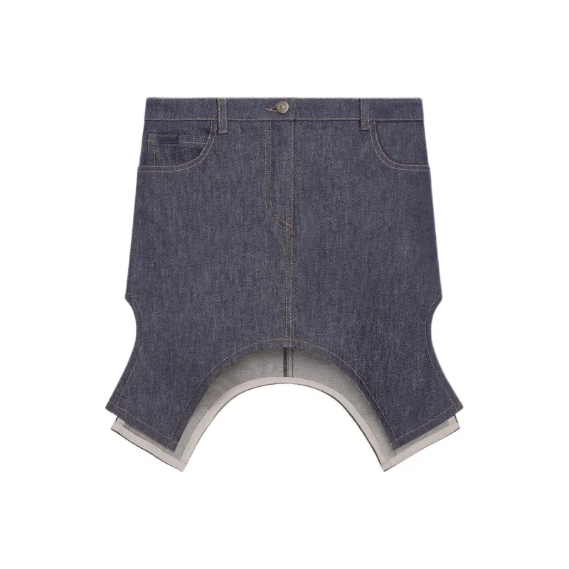 Courrèges Reversed Denim Mini Skirt 'Dark Heather Grey'-0