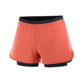 SALOMON Cross 2in1 AdvancedSkin ActiveDry Sports Shorts Women's Orange Red