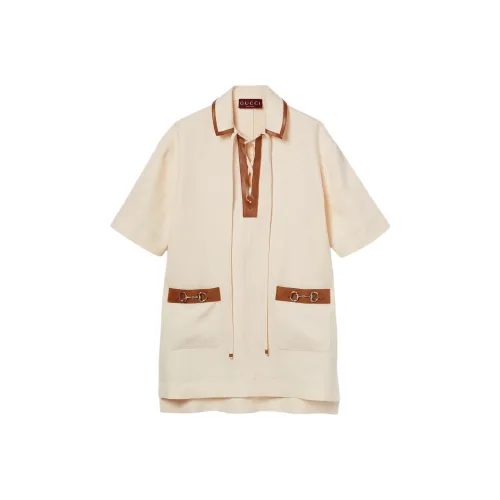 GUCCI FW25 Short Sleeved Dress Women's Ivory