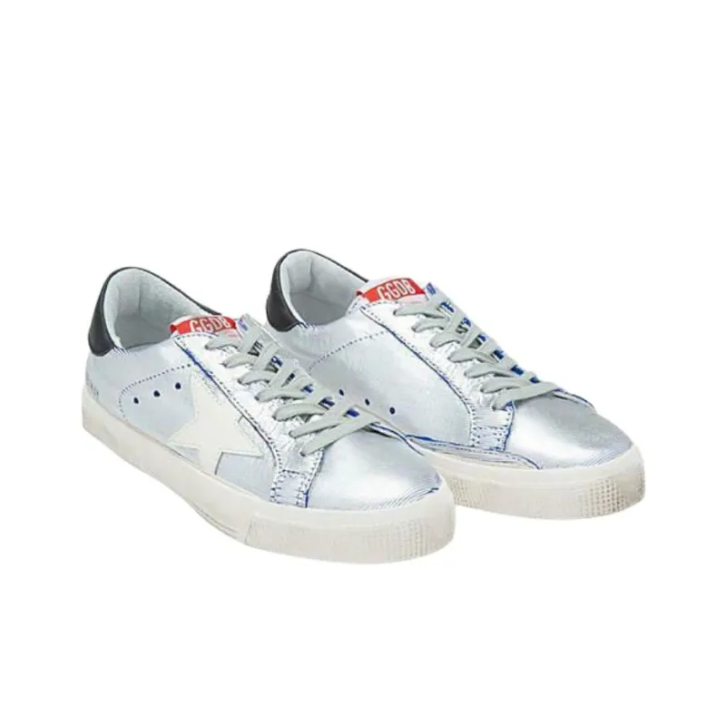 Golden Goose Hamillu Low Top Skateboard Shoes Women's Silver Blue-3