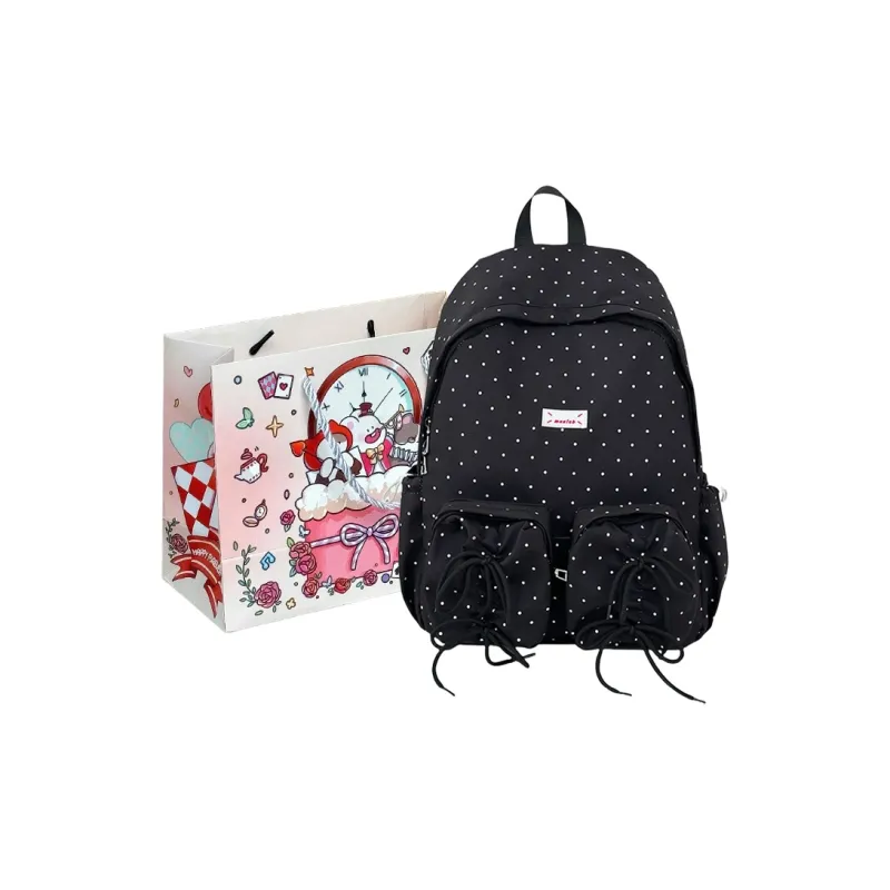 MOM'S HELPER Nylon Backpack Women's Blue/White/Black-8