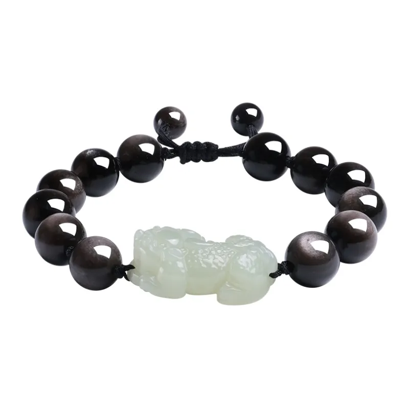 YINXIANGMOU Hetian Jade Bracelets Pale Greenish White Jade Unisex-0