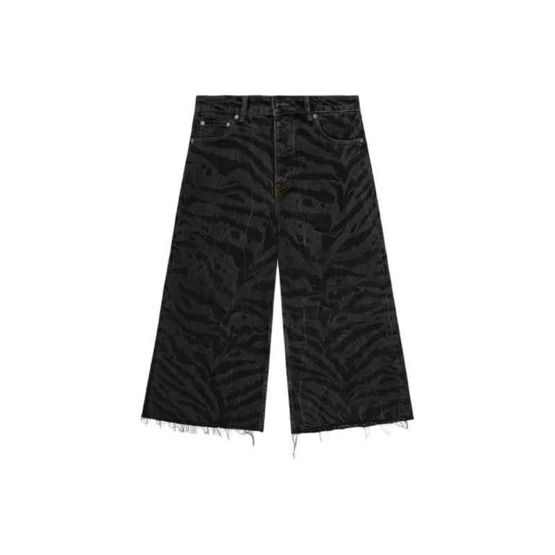 GANNI Zebra print Denim Shorts-0