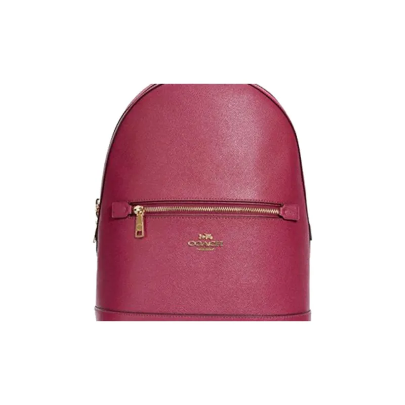 COACH Kenley Leather Backpack Medium Size Women's Rouge Red-3