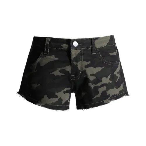 Rose Denim Shorts Women's Jungle Camouflage