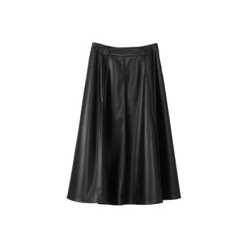 Fstudio Fall And Winter Vintage Pu Leather Half Height Waist A Line Skirt Women's Black