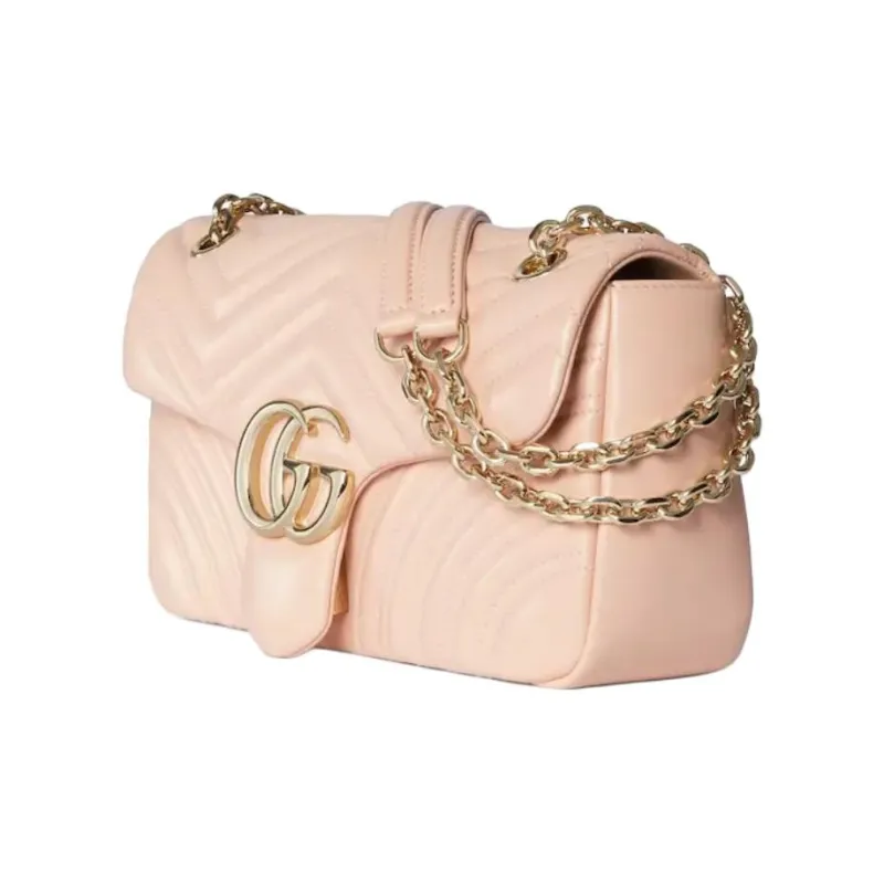 GUCCI GG Marmont Sheepskin Shoulder Bag Medium Size Women's Pink-1