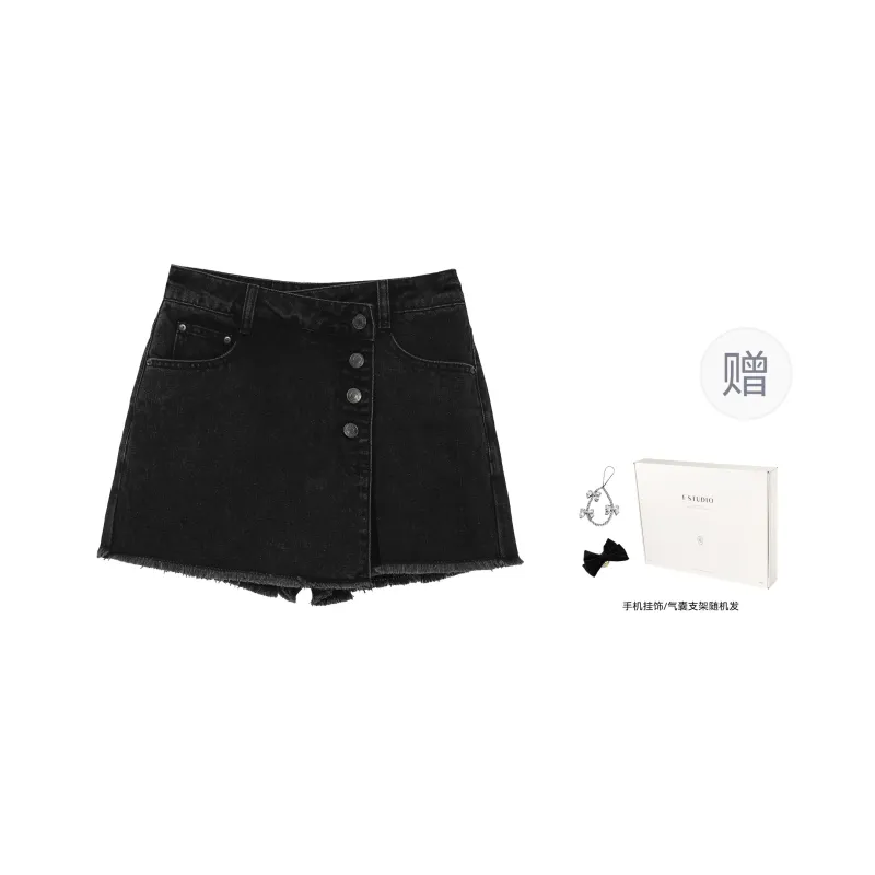 Fstudio Denim Short Skirts Women's Black-0