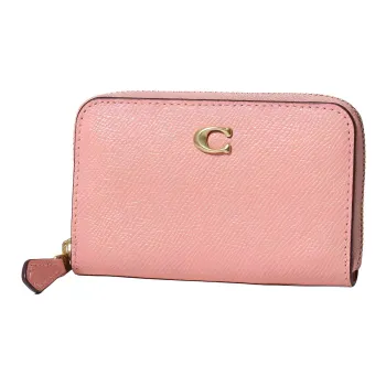 COACH Card Case Cow Leather Card Holder Small Size Women's Pink