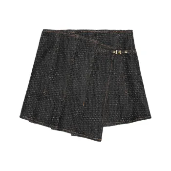 GANNI Fluffy Denim Wrap Mini Skirt
