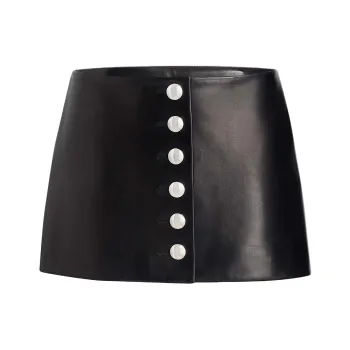 KHAITE Jaxon Skirt Leather Short Skirts Women's BLACK/Black