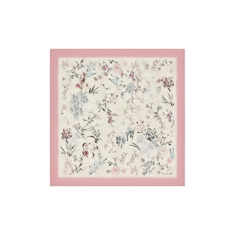 DIOR Silk Twill Silk Scarves Unisex Pink-0