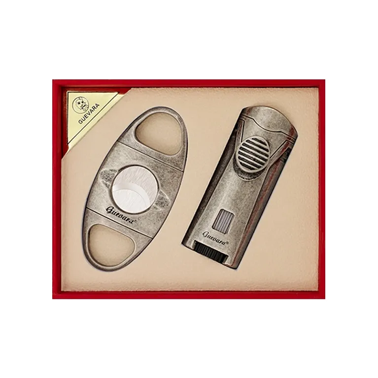 GUEVARA Cigar Tool Set, Blue Flame Lighter With Sharp Double Blade Cigar Scissors-4