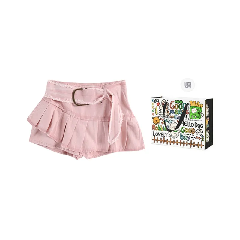 DEDY Denim Short Skirts Women's Pink-7