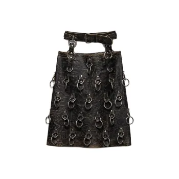 PRADA Leather Short Skirts Women's Black