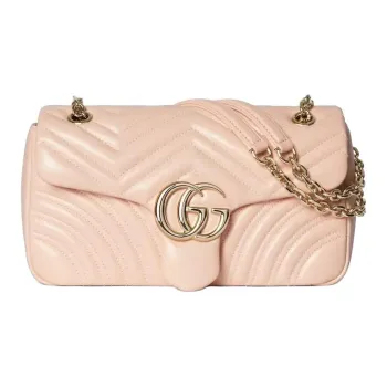 GUCCI GG Marmont Sheepskin Shoulder Bag Medium Size Women's Pink