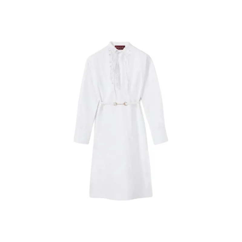 GUCCI FW25 Long Sleeved Dress Women's White-0
