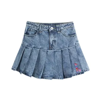 LALABOBO Denim Short Skirts Women's Medium Blue White