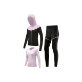 Black & Purple Clothing Sets (Black Top+Pink Long-Sleeved+Black Pants)