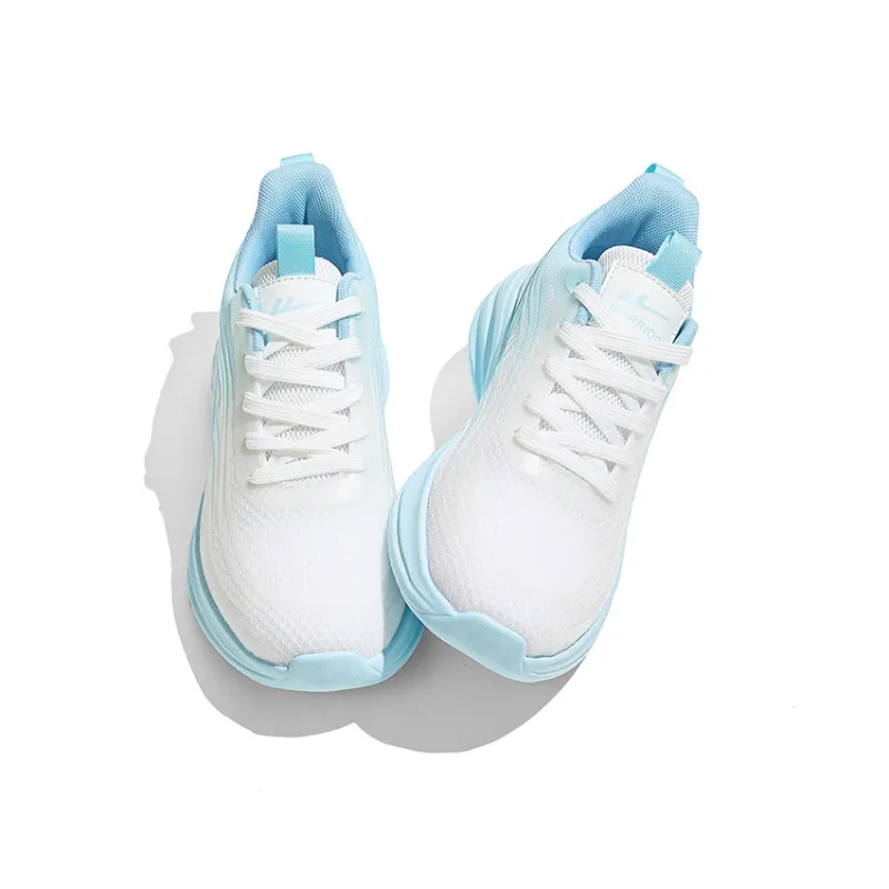 Warrior Rebound Abrasion Resistant Lightweight Breathable Slip Resistant Low Top Running Shoes Women's White Blue-2