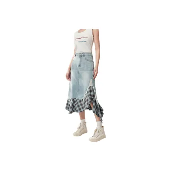 Love To Serve Casual Long Skirt Women's Denim Blue