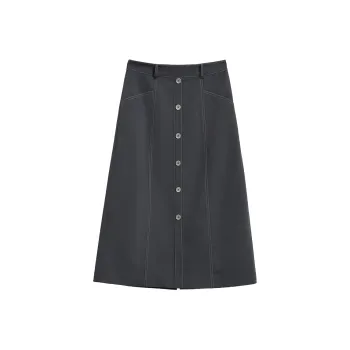 Mambe Casual Long Skirt Women's Black Gray