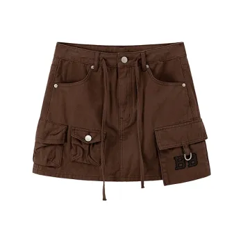CHUU Denim Short Skirts Women's Coffee