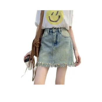 Ordifen Denim Short Skirts Women's Vintage Blue
