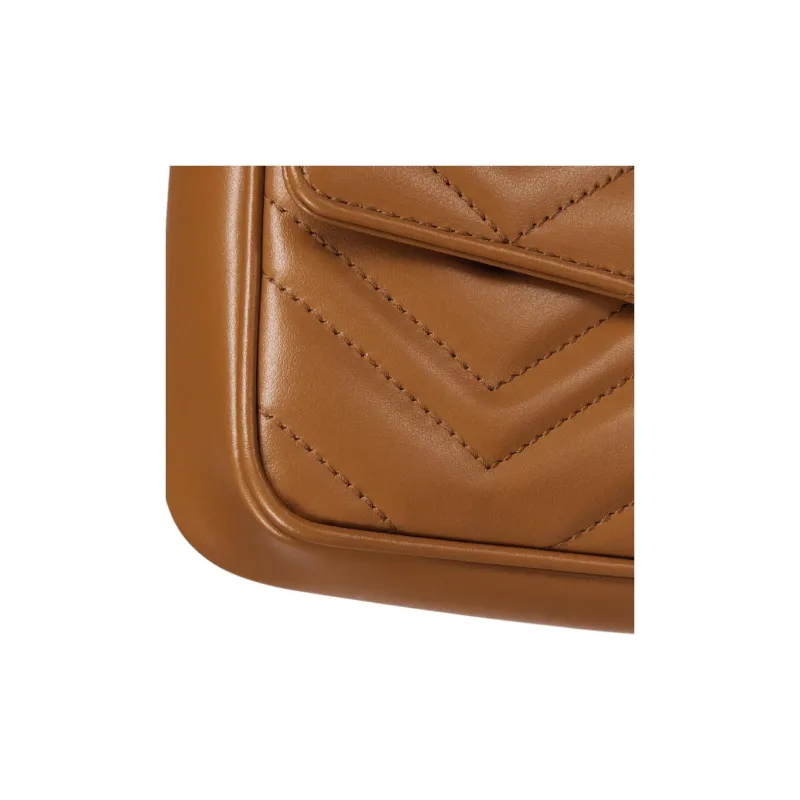 GUCCI GG Marmont Leather Shoulder Bag Trumpets Women's Brown-6