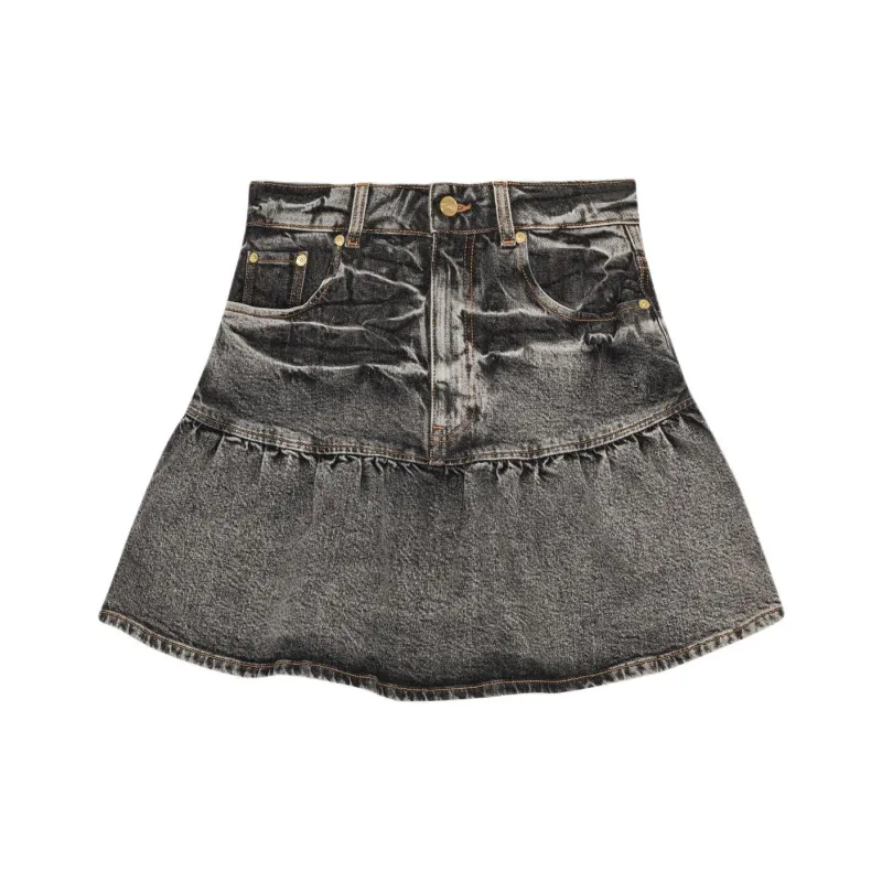 GANNI Whiskering effect Mini Skirt-0