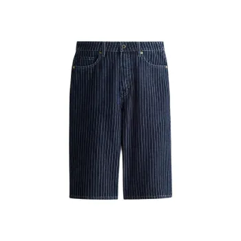 H&M Denim Shorts Women's Dark Denim Blue/Stripes