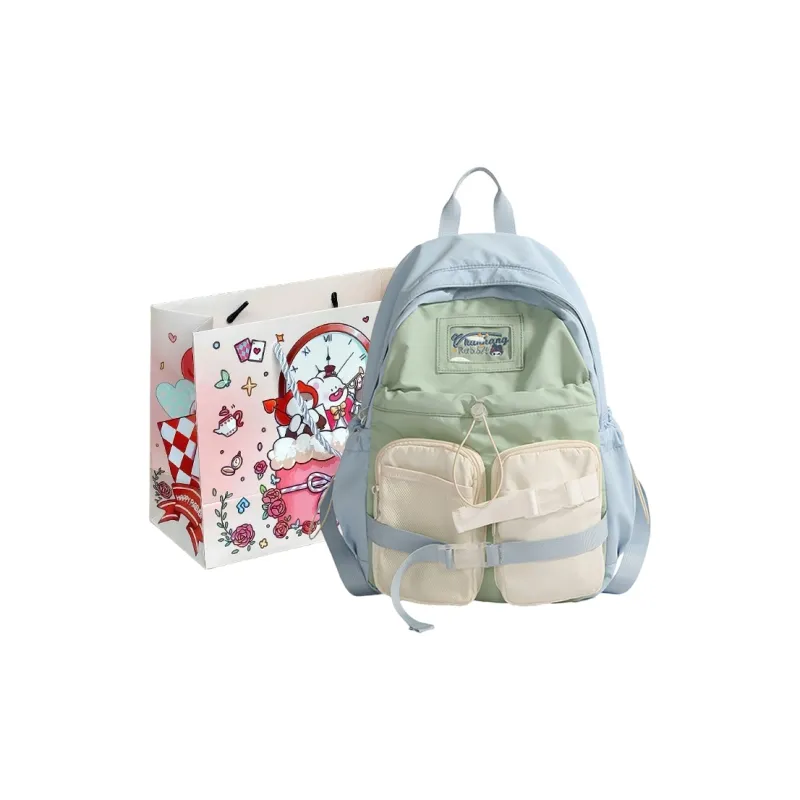 MOM'S HELPER Nylon Fabric Backpack Women's Pink/Blue-4