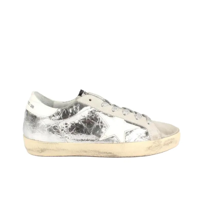 Golden Goose Low Top Skateboard Shoes Women's Silver-1