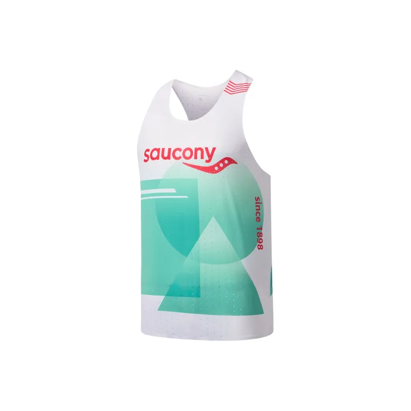 Saucony Tank Top Men's Geometric Lake Blue Set-0