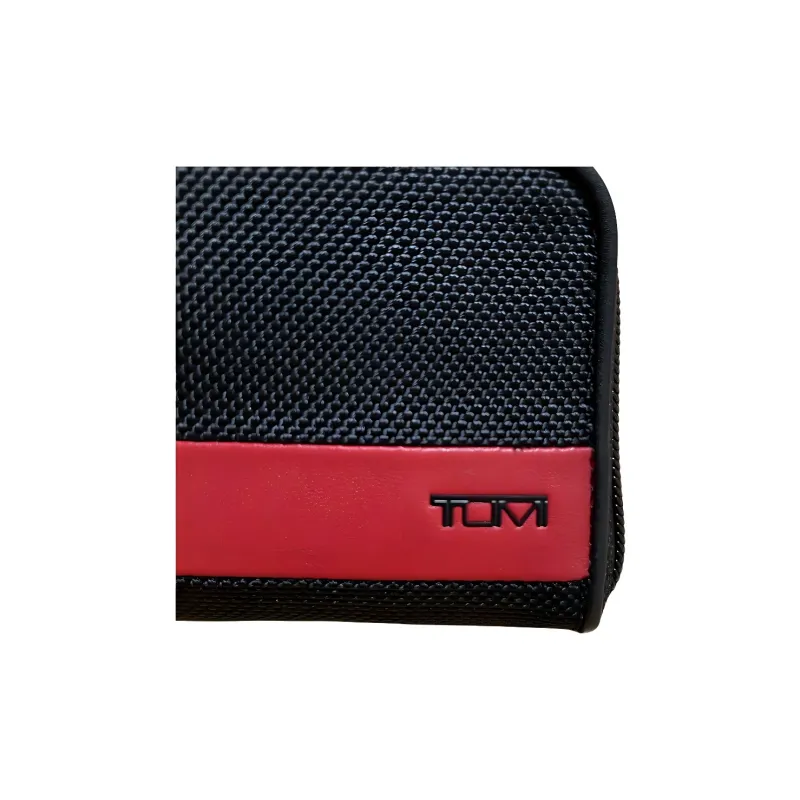 TUMI Nylon Card Holder Men's Black & Red-3