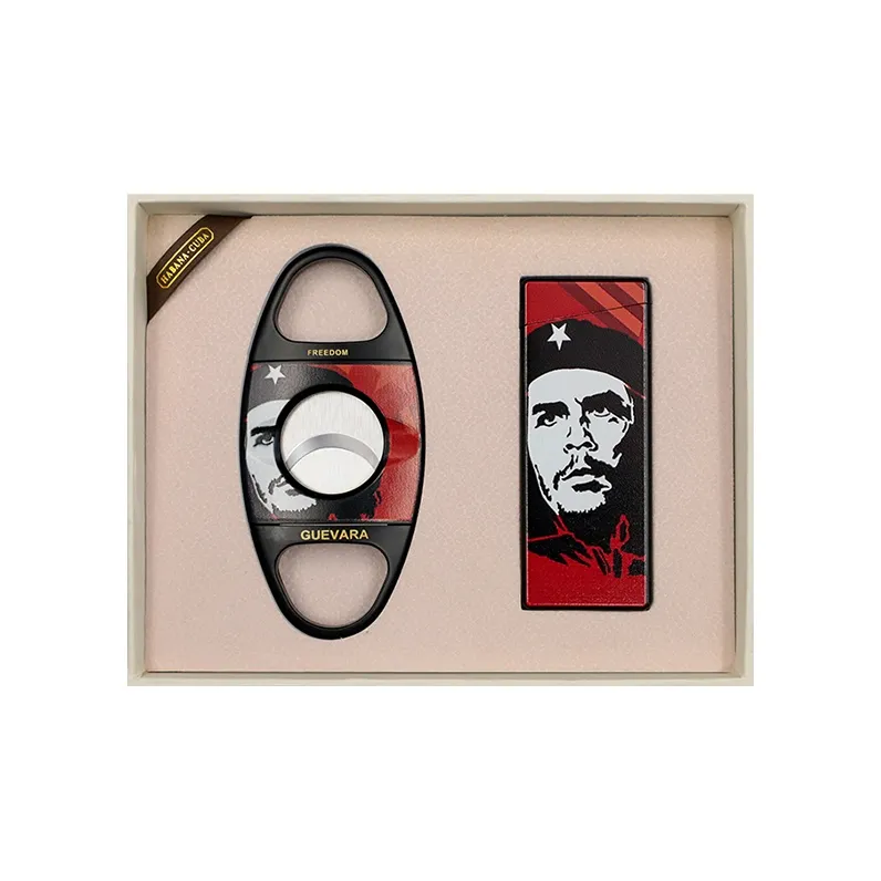 GUEVARA Cigar Tool Set, Sharp And Smooth Cigar Cutter With Blue Flame Lighter, Gift Box Set-6