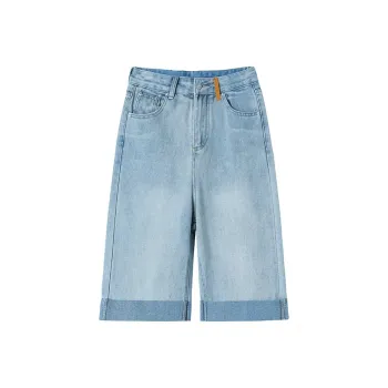 FAWENXIANGZI Denim Shorts Women's Light Blue
