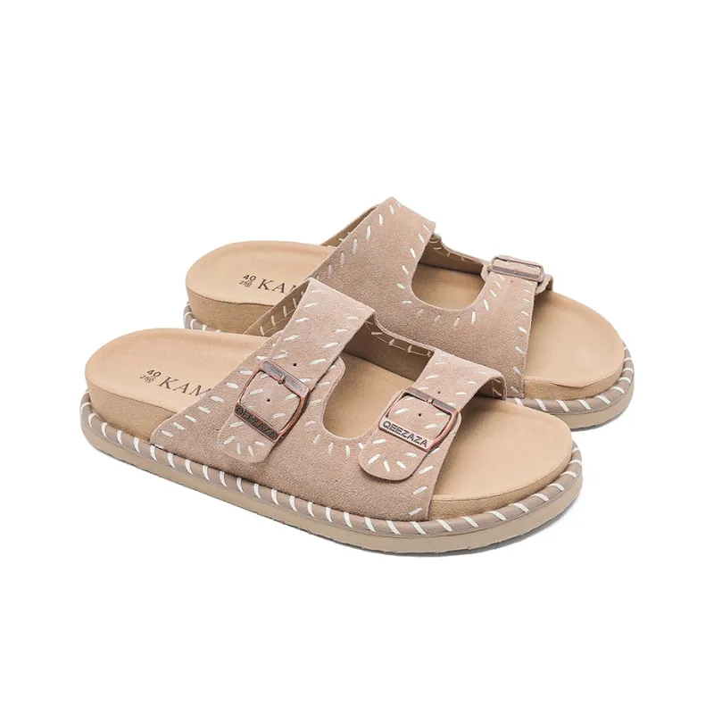KUNGFUDEER Totem Stitching Slip Resistant Abrasion Resistant Slide Slippers Unisex-17
