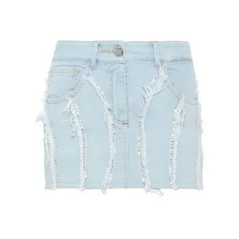 PHILIPP PLEIN Crystal embellished Denim Miniskirt