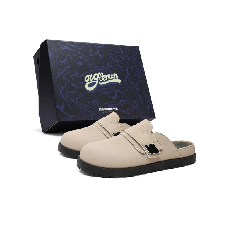 OUGLEMEN Quiet, Odor Resistant, Slip Resistant, Antibacterial Closed Toe Slippers Men's Box Included-5