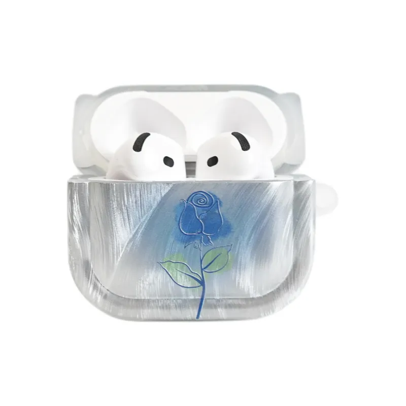 Wei Xin Apple AirPods 4/2/3/4th Generation/AirPods Pro/Pro 2 TPU Camlet Blended Blue Rose Pendant Headphone Cases-1