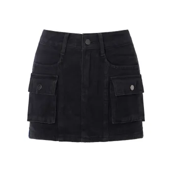 Wen Shan Denim Short Skirts Women's Black