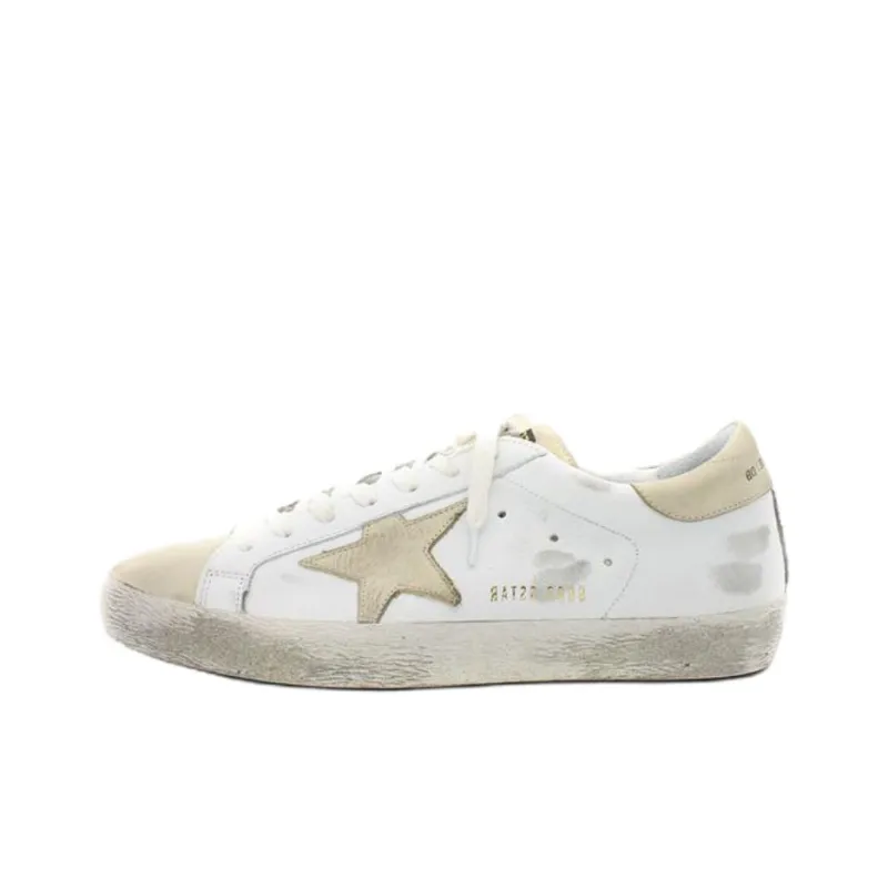 Golden Goose Super Star Low Top Skateboard Shoes Men's Ecru-0