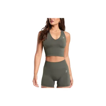 GYMSHARK Everyday Seamless Crop Tank Sport Vests Women's Green