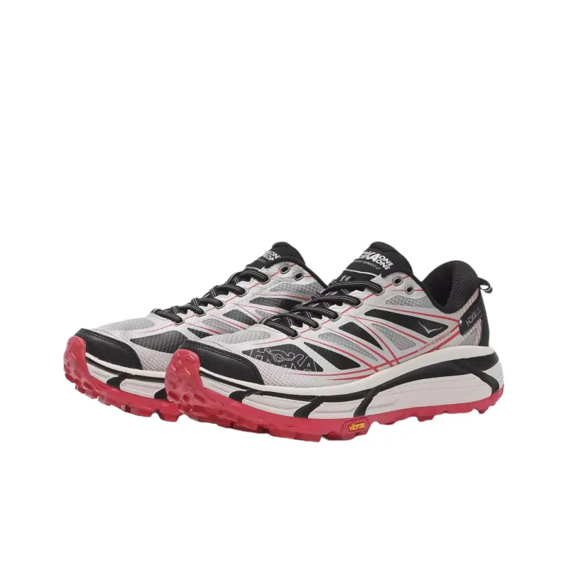 HOKA ONE ONE Mafate Speed 2 Anti Slip Wear Resistant Low Top Running Shoes Unisex Gray Red-2